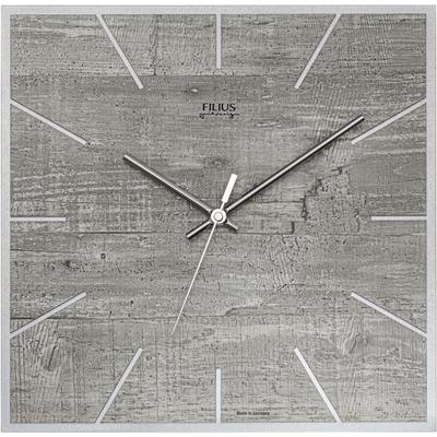 Wanduhr FILIUS ZEITDESIGN "0305-4", silberfarben, steingrau, holzstruktur, Wanduhren, B/L: 35,5cm x 35,5cm, Made in Germany,Holz,Wohnzimmer,Esszimmer,Küche,Arbeitszimmer,Flur Image