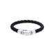 Armband KUZZOI "Herren Lederarmband Kastenverschluss 925 Silber" Armbänder Gr. 19 cm, ohne Stein, Silber 925 (Sterlingsilber), silberfarben (silber) Herren Armbänder Silber