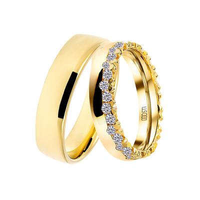 Trauring DOOSTI "Schmuck Geschenk Silber 925 Trauring Ehering Partnerring LIEBE" Gr. 56, gold (gelbgoldfarben, kristallweiß), Fingerringe, 56,mit Zirkonia, Silber 925 (Sterlingsilber), 5,0mm, wahlweise mit oder ohne Zirkonia Image