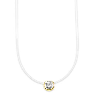 Kette mit Anhänger BRUNO BANANI "Schmuck Geschenk Silber 925 Halsschmuck Halskette Stein Gold o. Silber", gold (gelbgoldfarben, weiß), Halsketten, Damen, Silber 925 (Sterlingsilber)-Nylon, L: 45cm, Silber 925 (Sterlingsilber), Nylon, mit Zirkonia... Image