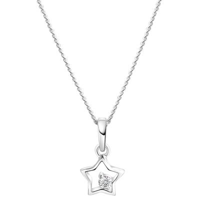 Kette mit Anhänger FIRETTI "Schmuck Geschenk Silber 925 Halsschmuck Halskette Panzerkette Stern", silber (silberfarben, kristallweiß), Halsketten, Mädchen, Silber 925 (Sterlingsilber), L: 38cm B: 1mm, mit Zirkonia (synth.), B:1mm Image