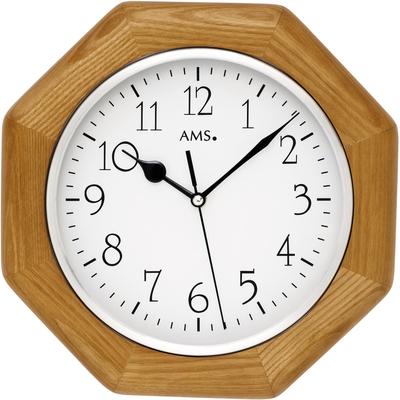 Funkwanduhr AMS "F5512", braun (eichefarben), Wanduhren, B/H/L: 27cm x 5cm x 27cm, Quarz,Holz,Esche eichefarben,Glas,Wohnzimmer,Esszimmer,Arbeitszimmer Image