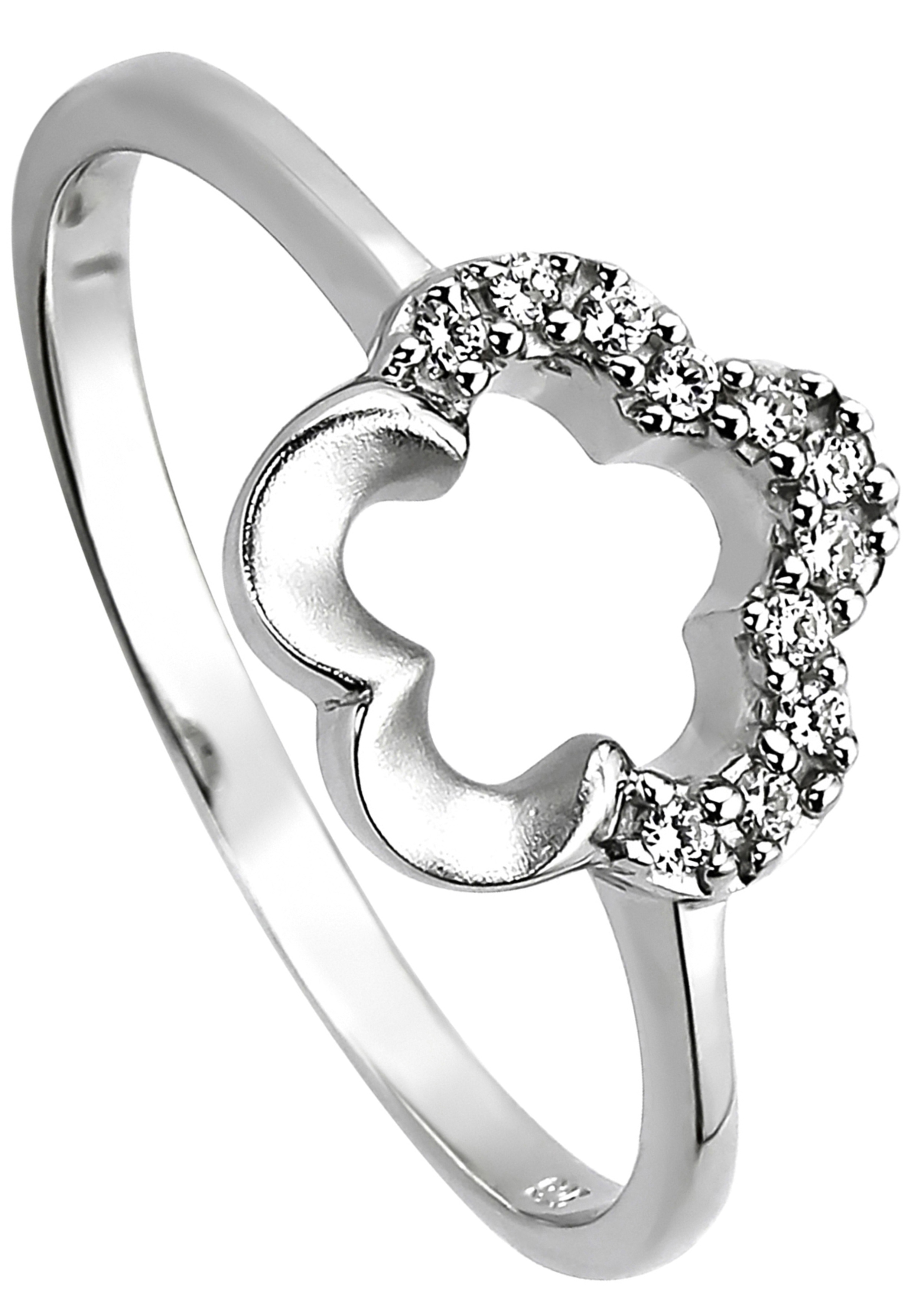 Fingerring JOBO "Ring Blume mit 11 Zirkonia" Gr. 54, silber (silber 925), Fingerringe, Damen, 54, Silber 925 (Sterlingsilber), Fingerring, 925 Silber