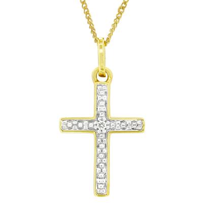 Ketten-Anhänger FIRETTI "Schmuck Geschenk Gold 333 Halsschmuck Anhänger für Halskette Kreuz", weiß (gelbgoldfarben, weißgoldfarben, weiß, w=weiß), Schmuckanhänger, Damen, 0,005 ct P2 = erkennbare Einschlüsse, Gelbgold 333-Diamanten, 0,4 g, Gelbgold... Image