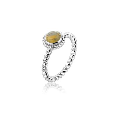 Fingerring NENALINA "Citrin Geburtsstein November Trend Edel 925 Silber" Gr. 52, gelb, Fingerringe, Damen, 52mm,mit Steinen, Silber 925 (Sterlingsilber), 2mm Image