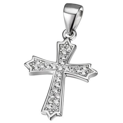 Ketten-Anhänger FIRETTI "Schmuck Geschenk Silber 925 Halsschmuck Anhänger Kreuz", silber (silberfarben, kristallweiß, kristallweiß), Schmuckanhänger, Damen, Silber 925 (Sterlingsilber), 1,2 g, mit Zirkonia (synth.) Image