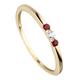 Fingerring JOBO "Ring mit Rubin und Zirkonia" Fingerringe Gr. 52, Gelbgold 333, goldfarben (gelbgold 333, rot) Damen Fingerringe