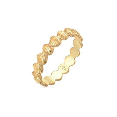Fingerring ELLI "Bandring Muscheln Maritim Beach Look 925 Silber" Gr. 64, gold, Fingerringe, Damen, 64mm, ohne Stein, Silber 925 (Sterlingsilber), 5mm Image