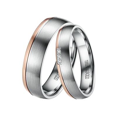 Trauring DOOSTI "Schmuck Geschenk Edelstahl Trauring Ehering Partnerring LIEBE" Gr. 62, rosa (edelstahlfarben, roségoldfarben), Fingerringe, 62, ohne Zirkonia, Edelstahl, 6mm, Made in Germany, wahlweise mit oder ohne Zirkonia Image
