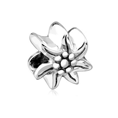 Charm-Einhänger NENALINA "Nenalina Charm Edelweiss Bead Blume 925 Silber", silber, Charms, Damen, ohne Stein, Silber 925 (Sterlingsilber) Image