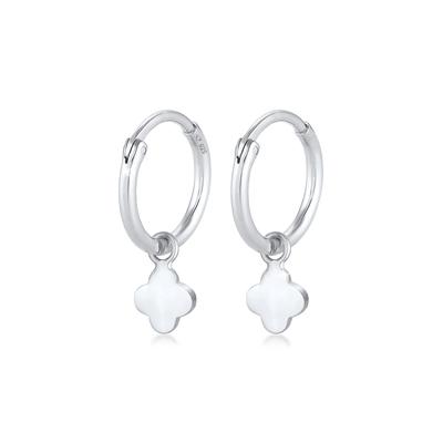 Paar Creolen ELLI "Creolen Kleeblatt Glück Symbol 925 Silber", silber, Ohrringe, Damen, OneSize, ohne Stein, Silber 925 (Sterlingsilber) Image
