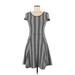 London Times Casual Dress - Mini Scoop Neck Short sleeves: Black Print Dresses - Women's Size Medium