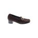 Stuart Weitzman Heels: Slip-on Chunky Heel Casual Burgundy Print Shoes - Women's Size 5 1/2 - Round Toe