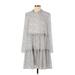 Ted Baker London Casual Dress - A-Line Mock Long sleeves: Gray Dresses - Women's Size 12