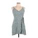 Xhilaration Casual Dress - Mini V-Neck Sleeveless: Blue Dresses - Women's Size Large