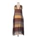 Zanzea Collection Casual Dress - Midi: Brown Stripes Dresses - New - Women's Size 2X-Large