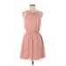 Abercrombie & Fitch Casual Dress - Mini Scoop Neck Sleeveless: Pink Print Dresses - Women's Size X-Small Tall