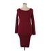 Jason Wu Collective Casual Dress - Bodycon Boatneck 3/4 sleeves: Burgundy Color Block Dresses - Women's Size X-Large