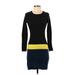 Cynthia Rowley TJX Casual Dress - Bodycon Crew Neck Long sleeves: Black Print Dresses - Women's Size X-Small