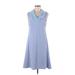 Laura Hlavac Casual Dress - A-Line: Blue Marled Dresses - Women's Size Medium