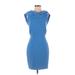 Rachel Roy Casual Dress - Sheath Cowl Neck Short sleeves: Blue Solid Dresses - Women's Size 2