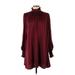 Adam Lippes Collective Casual Dress - Mini High Neck Long sleeves: Burgundy Print Dresses - Women's Size 4