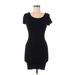 Bebe Casual Dress - Bodycon Scoop Neck Short sleeves: Black Print Dresses - Women's Size Medium