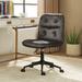 Wade Logan® Samar Upholstered Armless Swivel Task Chair w/ Tufted Back Upholstered, Metal in Gray/Brown | 36 H x 19 W x 22.5 D in | Wayfair