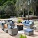 Red Barrel Studio® Laryan 8 Piece Sofa Seating Group w/ Cushions Synthetic Wicker/All - Weather Wicker/Wicker/Rattan in Blue | Outdoor Furniture | Wayfair