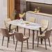 Orren Ellis Rock plate dining table & chair combination simple home rectangular dining table, in Black/White | Wayfair