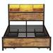 Orren Ellis Full Size Metal Platform Bed w/ 4 drawers & USB Ports Wood in Black/Brown | 43.3 H x 56 W x 77 D in | Wayfair