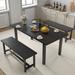 Ebern Designs Areial Rectangular 20.8" L x 52" W Dining Set Wood in Black | 28.2 H x 52 W x 20.8 D in | Wayfair 44DC42BB9B454EB5A6ABCD27EFE60D80