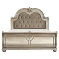 Rosdorf Park Cherryl Queen Tufted Sleigh Bed Wood & /Upholstered/Faux leather in Gray | 70 H x 69 W x 95 D in | Wayfair