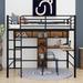 Mason & Marbles Yokine Full Size Metal & Wood Loft Bed w/ L-shaped Desk & Shelves Metal in Black | 69.7 H x 56 W x 77.2 D in | Wayfair