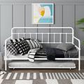 Home Decor Metal Frame Daybed w/ Trundle Metal in White | 43.39 H x 77.48 W x 41.14 D in | Wayfair DAGEW42752439