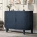 Red Barrel Studio® Accent Storage Cabinet Sideboard Wooden Cabinet w/ Antique Pattern Doors in Blue | 33.5 H x 47.2 W x 15.2 D in | Wayfair