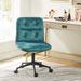 Wade Logan® Samar Upholstered Armless Swivel Task Chair w/ Tufted Back Upholstered, Metal in Blue | 36 H x 19 W x 22.5 D in | Wayfair