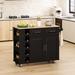 Winston Porter Multi-Functional Kitchen Island Cart w/ 2 Door Cabinet & Two Drawers in Black | 35.95 H x 46.58 W x 17.05 D in | Wayfair
