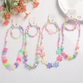 Collier de perles de document de bonbons pour enfants bracelets nœud de fleur mignon collier