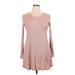 Forever 21 Casual Dress - Mini Crew Neck Long sleeves: Pink Solid Dresses - Women's Size X-Large