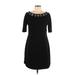 Vince Camuto Cocktail Dress - Sheath Boatneck Short sleeves: Black Print Dresses - Women's Size 10