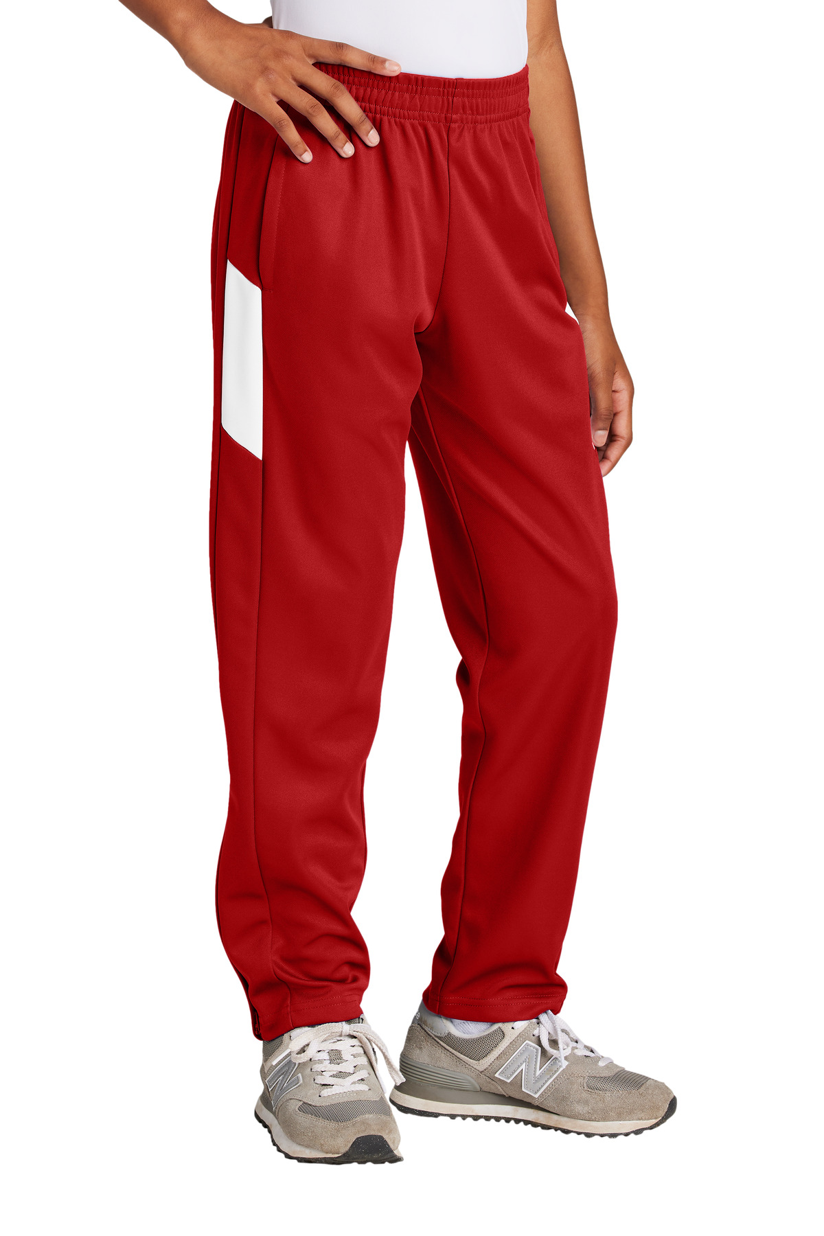 Sport-Tek YPST800 Youth Travel Pant in Deep Red/White size Large | Polyester
