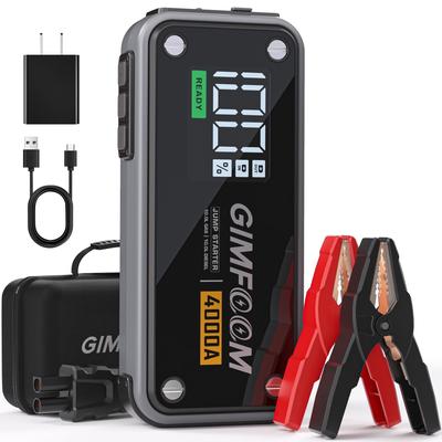 4000A Car Battery Jump Starter with Wall Charger (10L Gas & 10L Diesel Engines), 12V Jump Starter Battery Pack - 4000 Amps