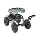 Kinbor Garden Cart Seat with Wheels, Rolling Garden Scooter with 360°Swivel Seat Extendable Steer Handle & Storage Basket