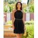 Boston Proper - Black - Chain Detail High neck Pleated Fit and Flare Dress - XS