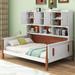 Twin Size Platform Bed with Multiple Storage, Pine Wood Daybed Frame with 2 Cabinets are Equipped with Doors for Boys Girls Kids