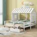 2 in 1 Beds House Shaped Metal Twin Size House Platform Beds, Two Shared Beds