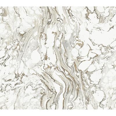 Ronald Redding Polished Marble Black & White Wallpaper