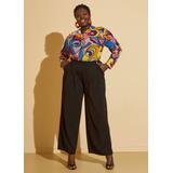 Plus Size Pleated Wide Leg Trousers