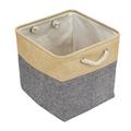 12.99 Pet Dog Toy Storage Basket Foldable Linen Storage Box Personalized Puppy Toys Organizer Large Storage Box with Rope Handles Beige+Gray